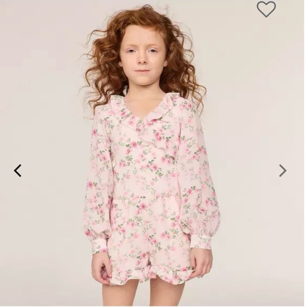 Janie and Jack Pink Floral chiffon romper 5t